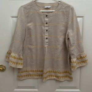 J Jill Jacquard Ruffled-Sleeve Top.  Medium